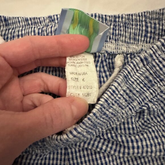 Blue Stripe Seersucker Athletic Shorts Set Color Works/Funtasia Too Size 6 - Picture 4 of 6